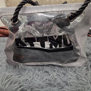ATTMU Clear  Tote Bag with Black Rope Handles